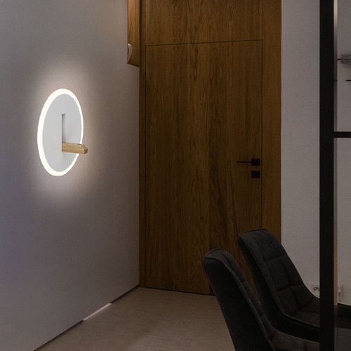 Luce Lampada da Parete Bianco di Legno Sala Pranzo Opale 1 Biglight - Foto 3 di 9