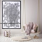 Indian Elephant Mandala Wall Hanging Tapestry Black White Hippie Dorm Tapestries
