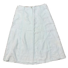Talbots Womens Skirt 14 Light Green A Line 100 Linen Maxi Flat Front Pockets