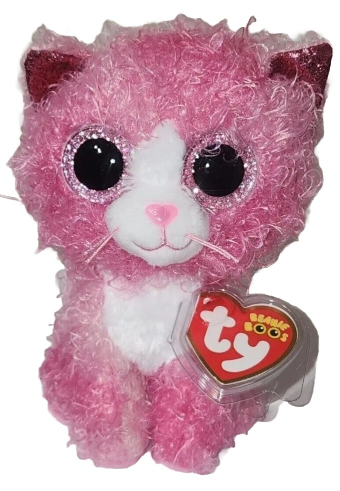 Ty Beanie Boos - REAGAN the Pink Cat (6 Inch) NEW MWMTs Plush