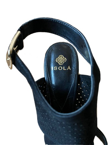 isola womens shoes black suede open-toe high heels sandals sz 10 - Picture 8 of 10