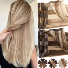 Russian Thick Double Weft Clip In Remy Human Hair Extensions Full Head Highlight