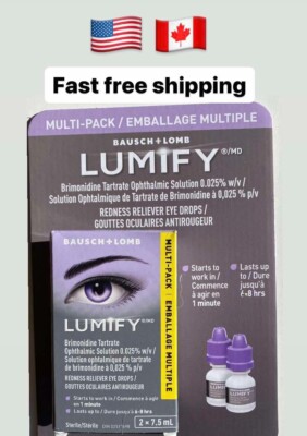 Lumify Redness Reliever Eye Drops 2 pack - 7.5 ML each Fast FREE shipping CANADA