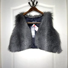 Outdoor Edition by Packhurst Women's Medium Faux Fur Cropped Vest Grey