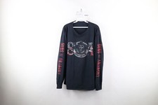 Streetwear Mens L Thrashed Spell Out Sons of Anarchy Skull Long Sleeve T-Shirt