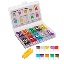 120 Pieces Mini Fuse Kit, Car Fuse Assortment Kit, Mini Blade Fuses Automotive f