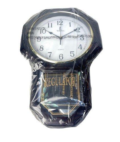 Orologio da parete elegante Verona finitura legno scuro pendolo quadrante bianco NUOVO SCATOLA APERTA - Foto 9 di 9