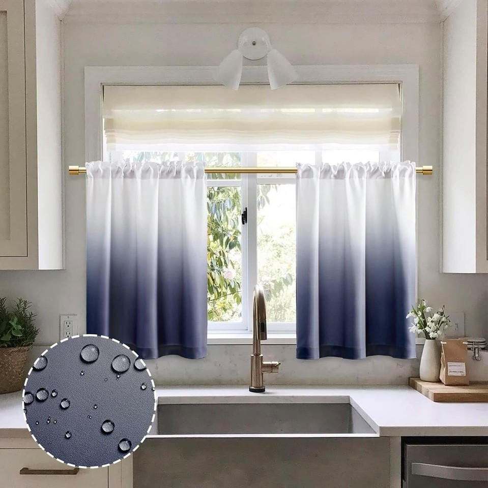 Small Window Curtains for BathroomOmbre Waterproof Curtain for Shower