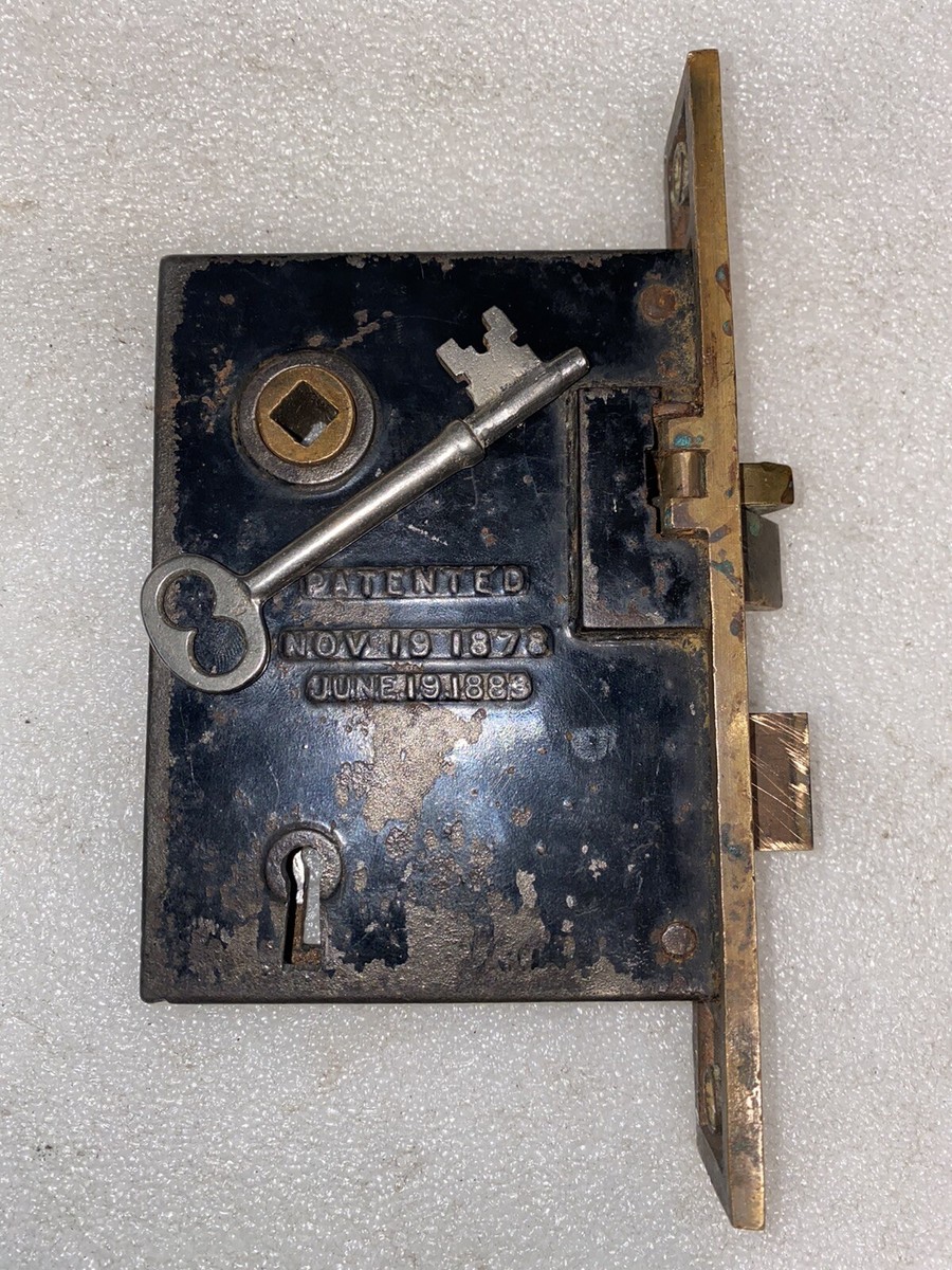 Beautiful Antique PF Corbin Mortise Lock & Skeleton Key Pat. Nov