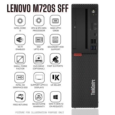 Lenovo ThinkCentre M720s SFF Intel i5-8th Gen 64GB RAM DDR4 2TBSSD WLAN fähig