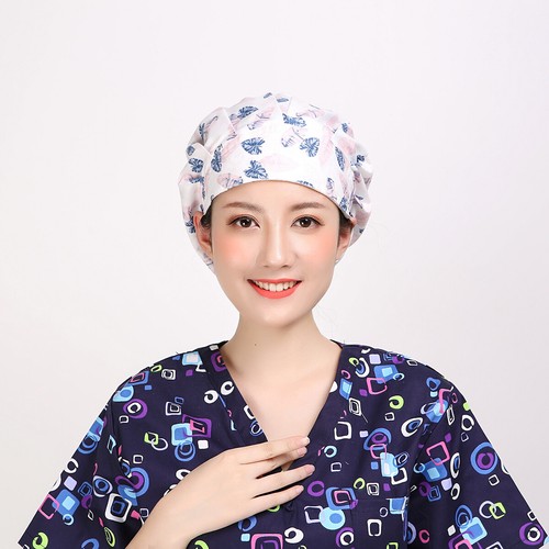 Womens/Mens Florals Printed Cap Scrub Hat/Cap Head Wear Adjustable Accessories - Picture 421 of 660
