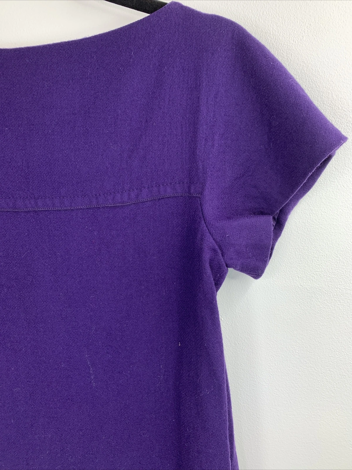 Moschino donna abito tubino viola tinta unita tasche aderente cappuccio manica carriera 10