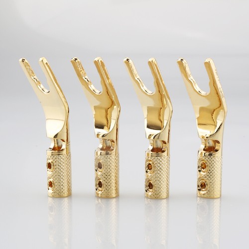 8PCS Speaker Spade Connectors,Screw Locking Connector Fork Spade Plug 45 Degree - Picture 5 of 35