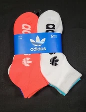Adidas Mens Sport Designer Logo Moisture Wicking 6 Pack Quarter Cut Socks