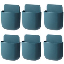 6pc Wall Mounted Smart TV Remote Control Holder Home Offices Organiser Case Blue