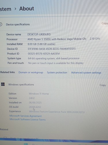 LENOVO V155-15API 15.6" RYZEN 5 3500U 2.1GHZ 8GB RAM ,256GB SSD VEGA 8 ,SL8 - Afbeelding 7 van 15