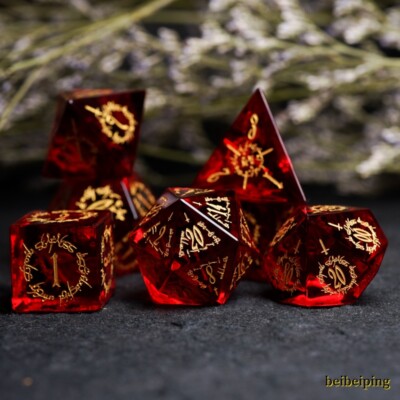 7-Piece Set Red Theme Dice Table Game KTV Bar Role Play Games Polyhedral Dice