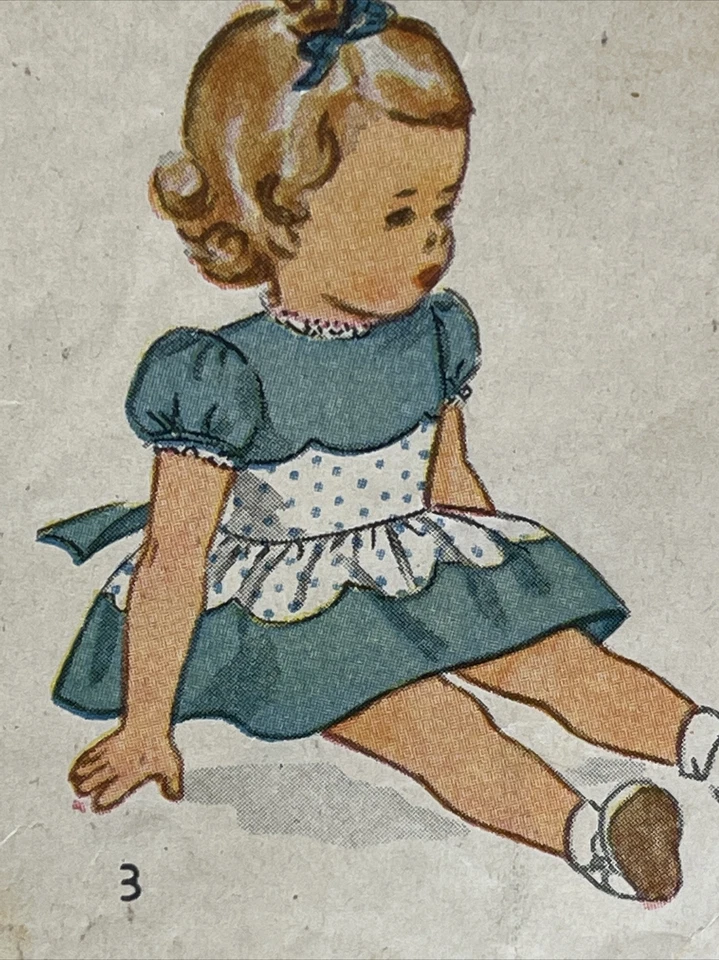 Vintage 1947 Simplicity 2002 Girls Size 4 Dress Scalloped Shaped Seamed Bodice - Image 2 of 4