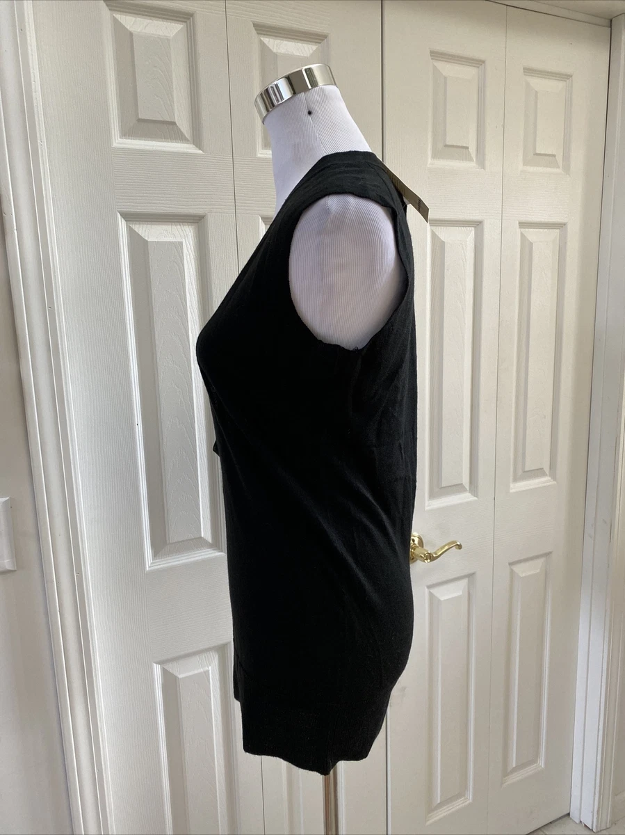 NWT Loft by Ann Taylor Black V-Neck Vest Merino Wool Blend Sweater Vest MP  | eBay