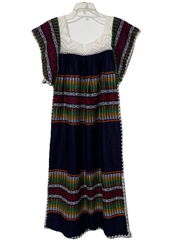 Vintage Handmade Wool Traditional Ecuadorian Kaftan Dress, Size S/M - Picture 11 of 12