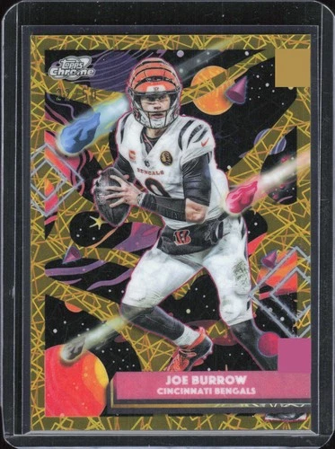 2025 Topps Chrome Cosmic #19 Joe Burrow Gold Interstellar Refractor #/50
