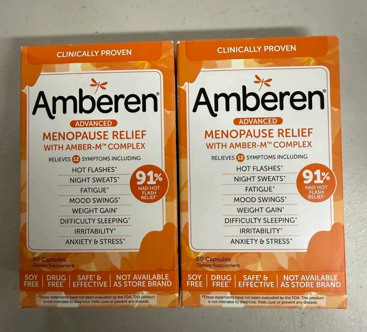 (2) Amberen multi symptom Menopause Relief 60x2=120 capsules Exp 1/27 ...