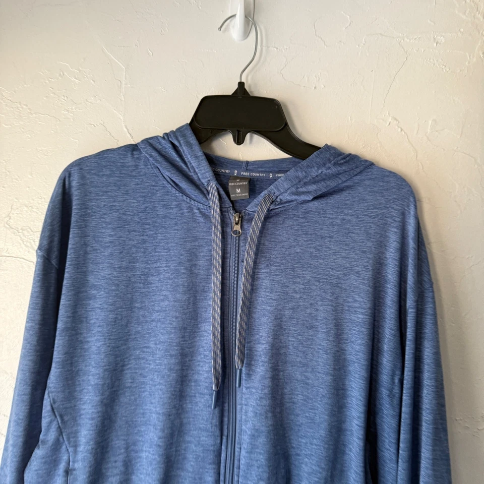 Sudadera con Capucha Free Country Azul Jaspeado Cremallera Completa Talla Mediana Foto 2 de 4