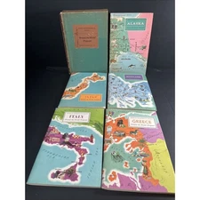 5 Around the World Programs & Box American Geographical Society Vtg 1950’s