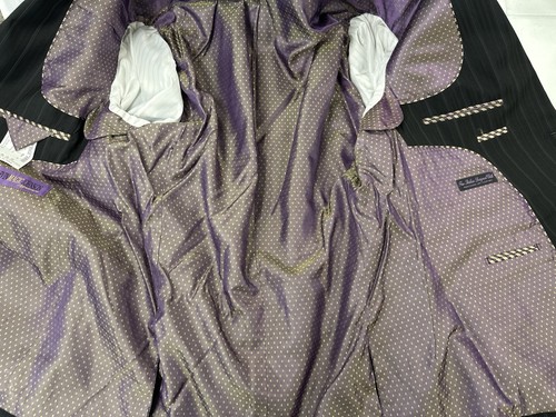 New NWT Magic Johnson Men's Black Striped Two Button Suit 48R 42X38 - Picture 5 of 17