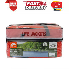 4-Pack Life Vest Adult Type II PFD Jackets Orange Fishing Boating USCG with Bag