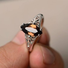 Natural Smoky Quartz Ring, 925 Solid Sterling Silver Promise Ring, Gift For Her