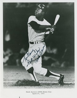 Hank Aaron 600th Home Run Autographed & Inscribed Vintage 8 x 10" Photo
