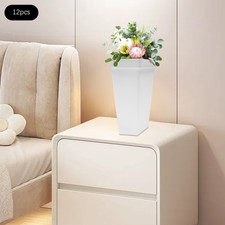 12 Pcs White Plastic Flower Buckets, Flower Display Buckets, Home Office Decor