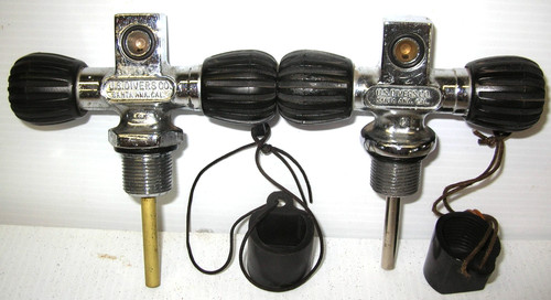 Two US DIVERS Reserve or So-Called J Valves and Dust Caps Scuba Diving Paintball