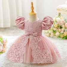 Baby Girls Toddlers Christening Dress Embroidery Princess Wedding Prom Dress