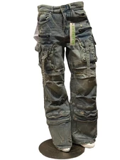 Men’s First Row Martin Relaxed Fit Jeans Utility Denim Vintage Baggy FRD3116