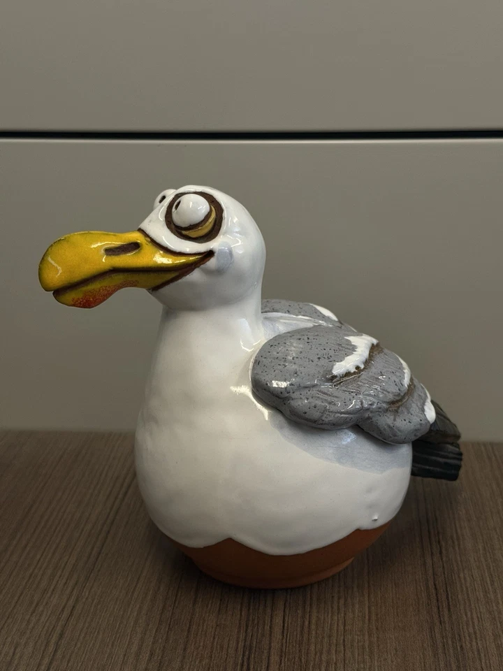 Gaviota de cerámica pájaro césped estaca decoración jardín hecho a mano patio arte midene peculiar diversión Foto 2 de 4