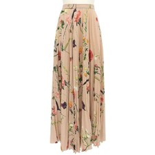 Item VALENTINO UB0RA702624 100 Silk Floral Maxi Pleated Skirt Multi 42 Made