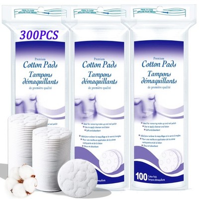Round Cotton Pads for Face 300 Count Makeup Remover Cotton Rounds FROM USA