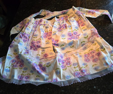 Vintage 1950s Purple Blue Floral Hostess Apron Lace Half Apron