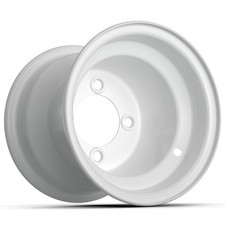 GTW 8 inch Steel Golf Cart Wheel  2:5 Offset  White  4x101.6mm Bolt Pattern