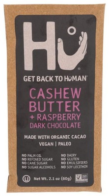 (12 Bars) HU KITCHEN Organic Raspberry Cashew Butter Chocolate Bar, 2.1 OZ