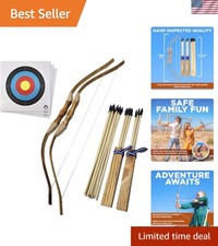 Children's Wooden Bow and Arrow Set - Includes 2 Bows, Rubber Tips for Safe Play