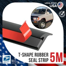 2PCS×5M Black Rubber Trim Seal T-Shaped Slot Flat/Rounded Corner Sealing Strip