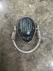 TIFFANY VINTAGE FAVRILE ART GLASS SCARAB STERLING SWIVEL RING. WOW!