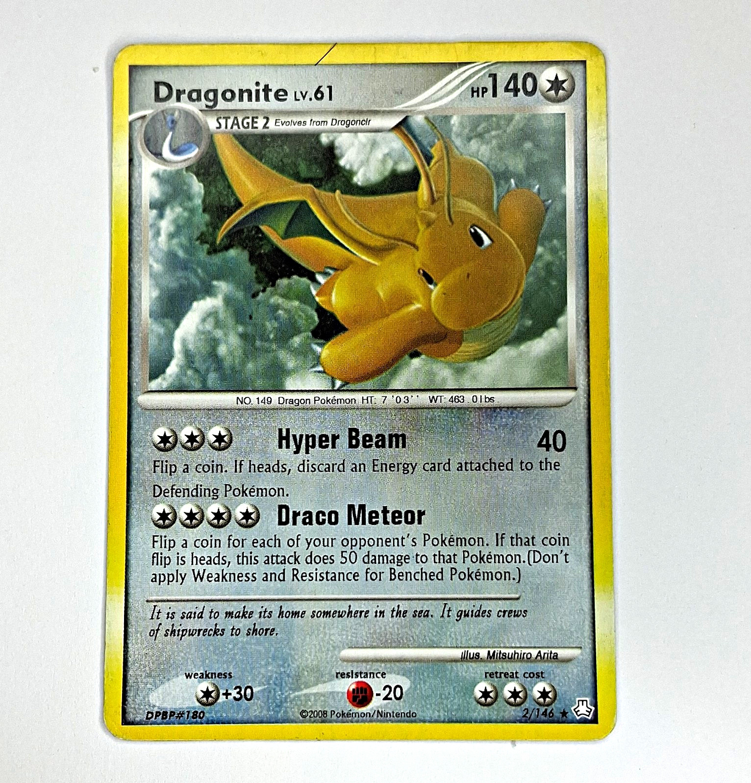The Pokémon Company Dragonite 2/146 Legends Awakened Holo Rare 140 HP ENG 2008