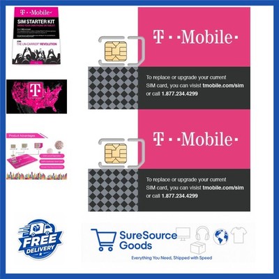 4G LTE SIM Card 2 Pack Triple-Cut GSM Starter Kit for Talk Text Data