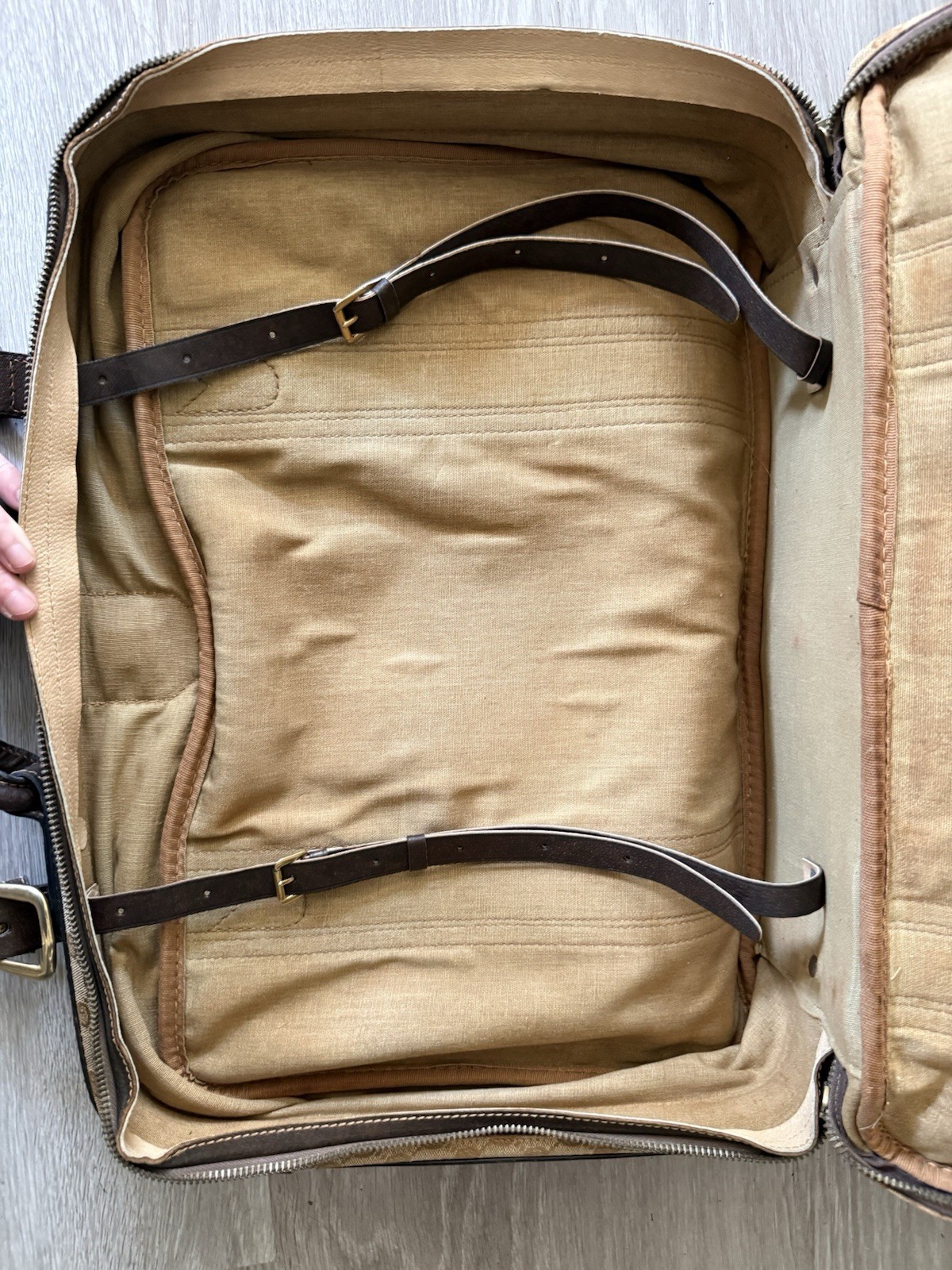 Vintage Gucci Monogram Sherry Line Suitcase Bag Brown Leather Luggage Rare image 9