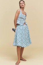 NWT Anthropologie Maeve Drawstring A-Line Cotton Midi Skirt Size S