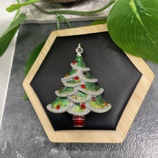 2.75X2  Christmas Tree Gold-tone Enamel Brooch Lapel Pin New Free Ship B756